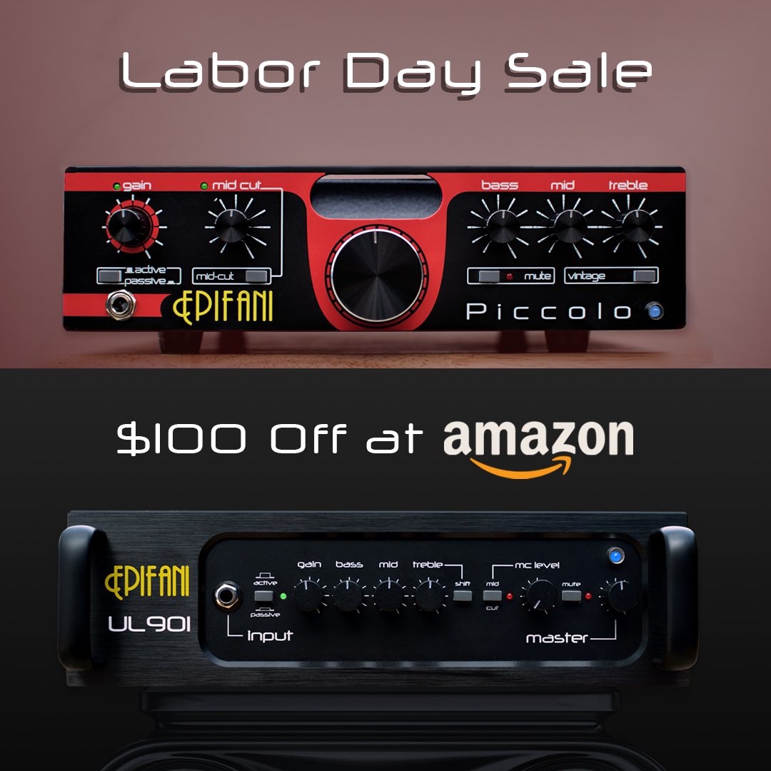 EpifaniAmps's tweet photo. Get $100 Off UL 901 and Piccolo bass amps plus FREE shipping on @amazon this Labor Day Weekend!
—
https://t.co/qCtesVPH8G
—
#sale #piccolo #ul901 #bassamp #labordaysale #Epifani #LegendarySound #NiceRig #ModernClassic #bass #bassplayer #bassplayersunited #bassporn #bassamp https://t.co/COc1HOd2WW