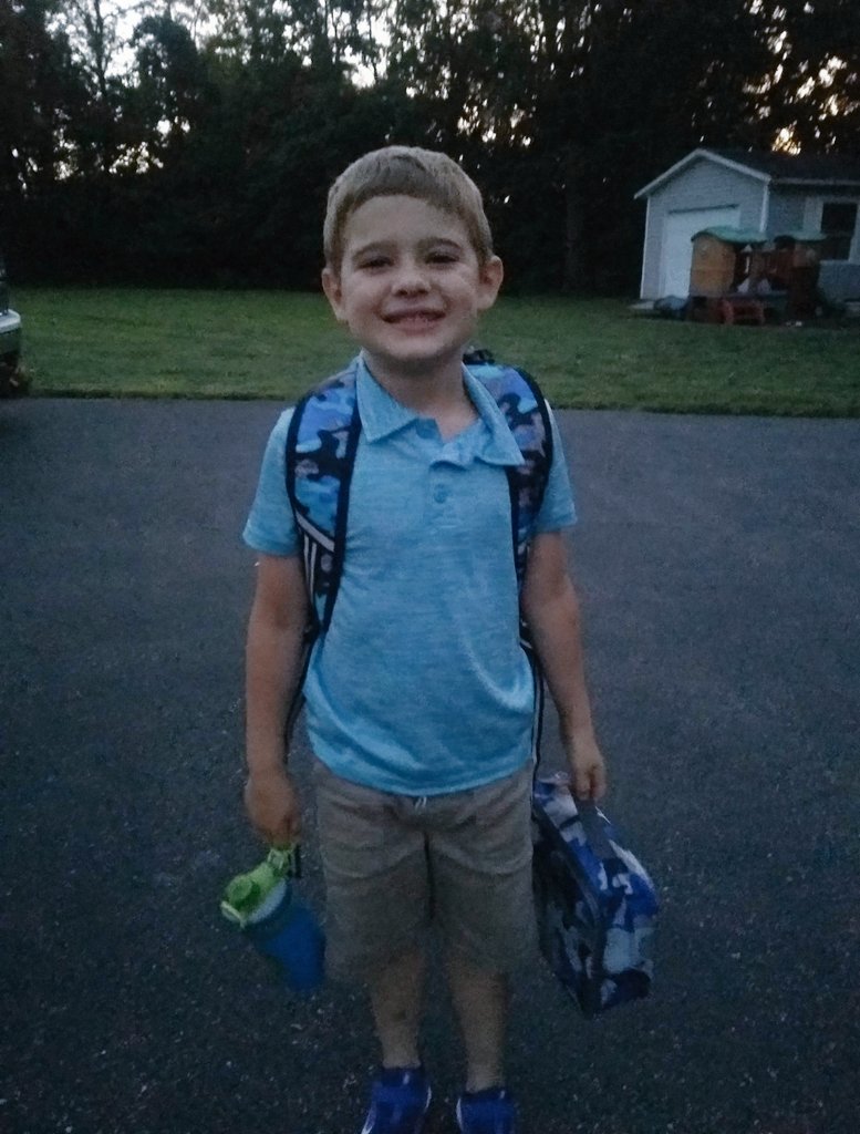 aaron_stahley's tweet photo. My son's first day (yesterday) @CloughPikeElem. Hopefully he gets to meet some new friends as cool as mine from back in the day. #TMNT #cowabungadude #WCFirstDay https://t.co/IA4czKcPVP