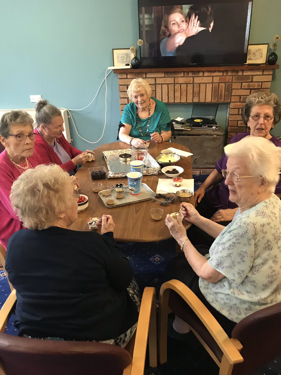 MillbeckCare's tweet photo. Fruit pot and cheesecake making today! Thoroughly enjoyed by all! ๐ด๐ผ๐๐ต๐ผ @MillbeckCare @AnchorHanover #anchoractive #chefs #makingandbaking #friendship #laughter #companionship #love #happiness #lifeincare #carehome #carehomelife https://t.co/bjQAfE5XzB
