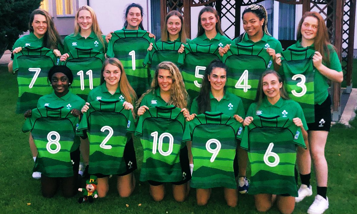 #IreW7s

Jersey presentations for the Rugby Europe U18 Women’s Sevens Champions in 🇵🇱. 

1. G. Browne-Moran 
2. I. Daley 
3. A. McQuade
4. Mya Alcorn
5. A. Ryder
6. L. Reilly
7. B. Parsons
8. C. Ugwueru
9. K. Farrell McCabe
10. M. McElligott
11. L. Turkington
12. C. O’Callaghan