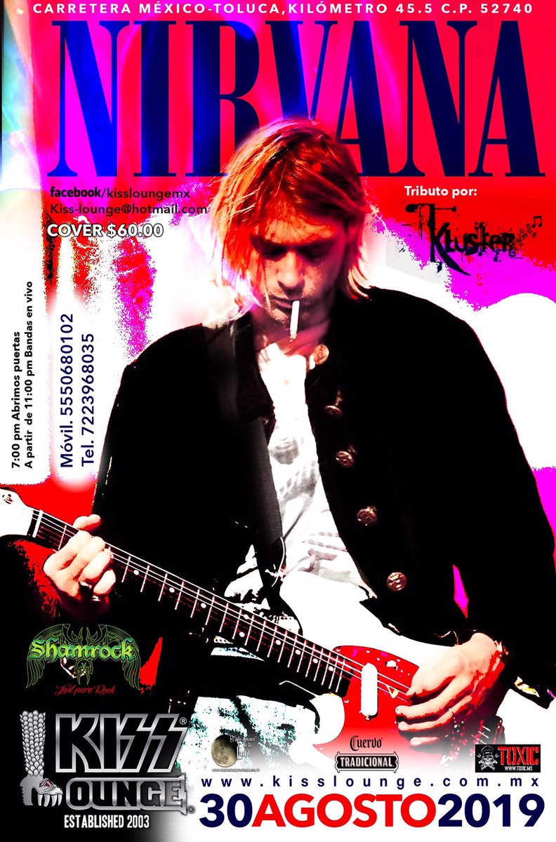 kisslounge1's tweet photo. 🔥 ¡¿ESTÁN LISTOS PARA UNA NOCHE ESPECTACULAR?!🎤🎸🥁
👉 Viernes 30 de agosto: Tributo a NIRVANA a cargo de Kluster.
🚨¡RESERVA TU MESA YA!🚨
#RockShow #Rock #HeavyMetal #Clusterfuck #Shamrock #TributoANirvana #TributoAMuse #Metal #Nirvana #Mexico #Cuajimalpa #Toluca #Metepec https://t.co/03cfY4uazh