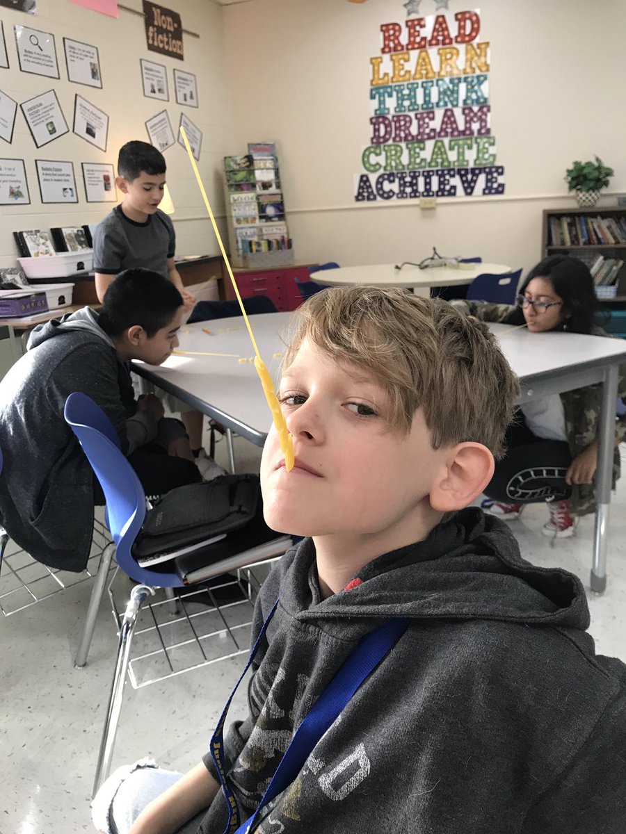 HennerKim's tweet photo. Perseverance, and critical thinking using pasta!#wdsd7 @WDJH_Panthers https://t.co/7PckyP7l7v