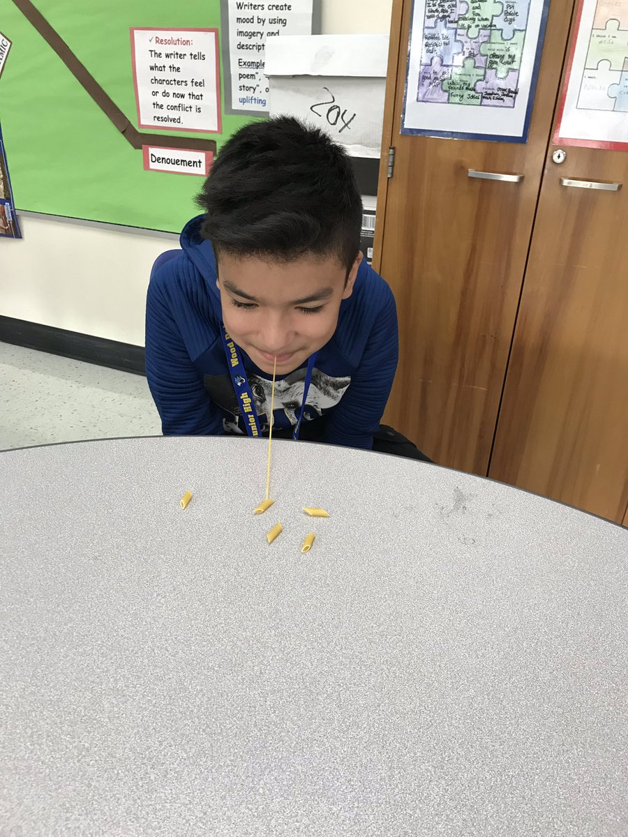 HennerKim's tweet photo. Perseverance, and critical thinking using pasta!#wdsd7 @WDJH_Panthers https://t.co/7PckyP7l7v