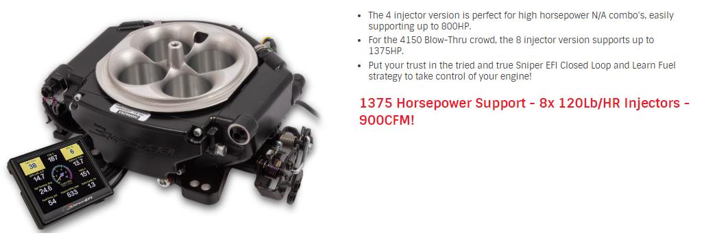 Say hello to the WILDEST 4150 Sniper yet! Our brand new 8 Injector XFlow Sniper unit is packing EIGHT 120lb/hr injectors and is capable of flowing 900CFM!
This unit is good all the way up to 1,375 horsepower on gasoline!
Click for more! https://t.co/psrzCrNrdw https://t.co/ALYOCeQbQr