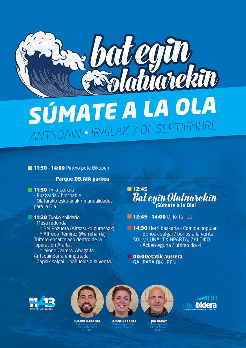 Dena prest! Irailaren 7an bat egin Olatuarekin!

Todo preparado!!! El 7 de septiembre súmate a la Ola