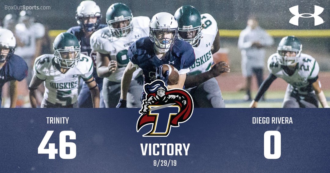 TrinityKnights's tweet photo. #TrinityKnightsFootball brings home a #VICTORY over the Diego Rivera Huskies
R Roberts- 17 of 25 attempts 383 Yds 6 TD
K Fields- 4 rec 146 Yds 2TDs
A.J. Horning- 9 rec 121 Yds 2 TD
L Mendoza- 3 rec 97 Yds 2 TDs 5 Tk
A Duhm- 5 Tk 1 sack 4 TFL
J LaFrance- 4 Tk https://t.co/j2Hfp8Bt4R