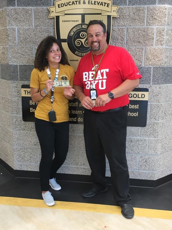 TMSHighlanders's tweet image. Ms.Rutherford was the TMS August winner of Cool Teachers Care she won $20.00 we love our great teachers. #laceupthegold #wasatchreads