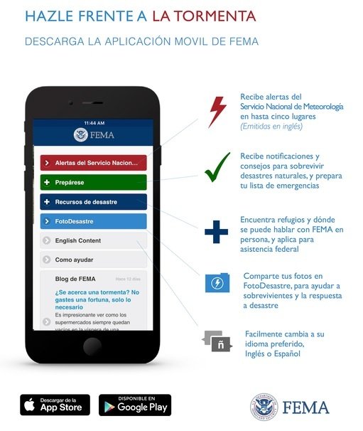 Descarga las aplicaciones móviles de FEMA y la Cruz Roja. Te servirán ante cualquier emergencia: bit.ly/2NAYepG  #HurricaneDorian2019