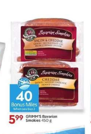 Blue Friday ay <a href="/sobeys/">Sobeys</a> &amp; <a href="/SafewayCanada/">Safeway Canada</a> 
Earn 40 extra <a href="/AIRMILES/">AIR MILES Reward Program</a> when you buy 3 packs of our Bavarian Smokies at $5.99! Perfect for those #LabourDayweekend BBQs!