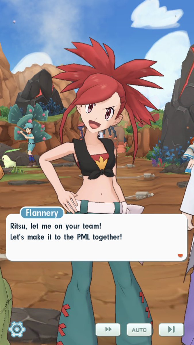 I think Flannery really *reeeaaally* likes the player trainer.  #PokémonMistress