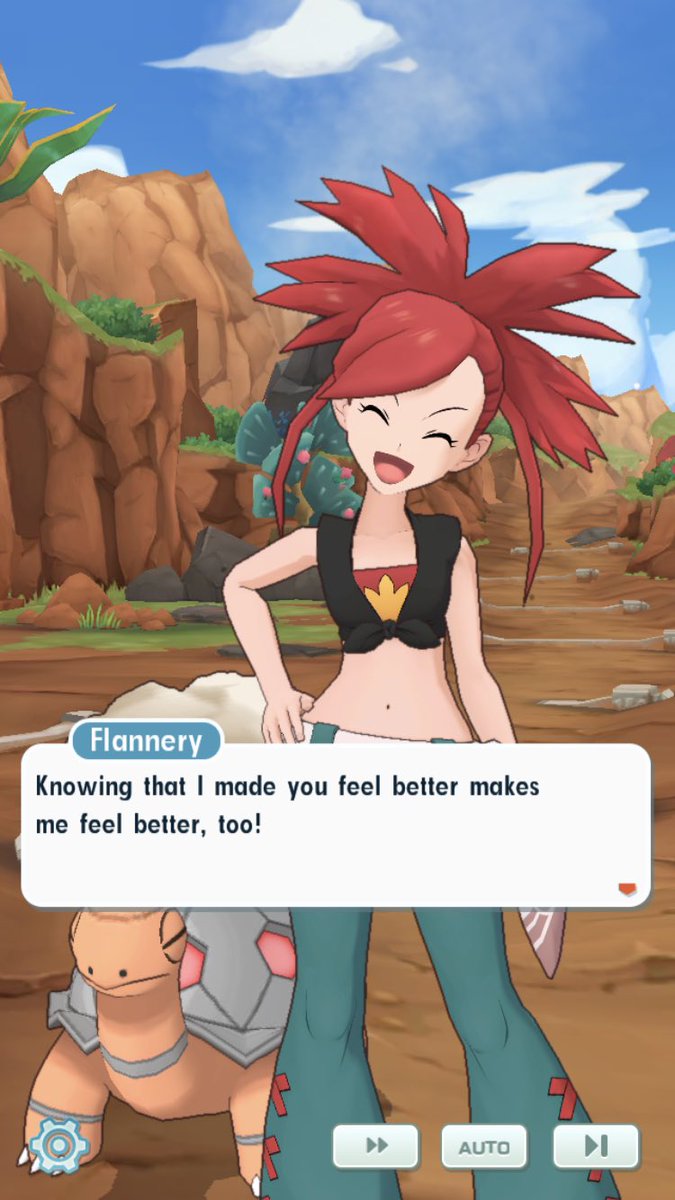 I think Flannery really *reeeaaally* likes the player trainer.  #PokémonMistress