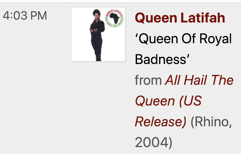 All Hail The Queen! @deejayspikes This is the perfect end to my week! <a href="/wfhbradio/">WFHB</a> #samplesandsources <a href="/IAMQUEENLATIFAH/">Queen Latifah</a>