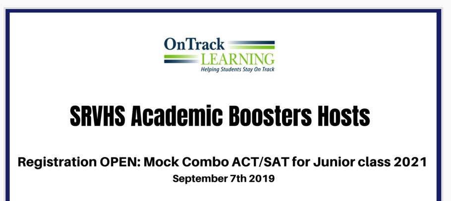Mock Combo of ACT &amp; SAT given Sept 7th.  Save your seat now! srvhs.futurefund.com/store/campaign…