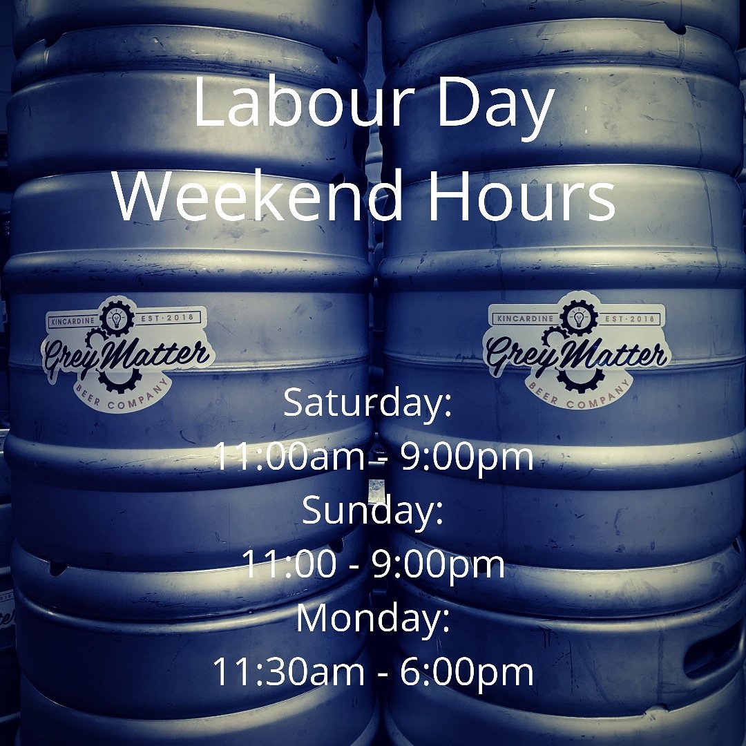 greymatterbeer's tweet photo. What are you doing this long weekend?

Come by for a few pints or to grab some fuel for your weekend adventures. We're open til 9pm on Saturday and Sunday night.

#labeerday #longweekend #extendedhours #summerwillneverend https://t.co/F5PCeweh38