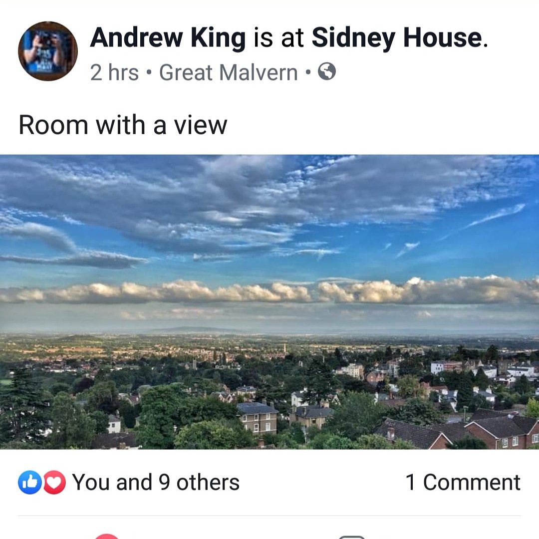 The view from the Tolkien Suite this evening when one of our guests checked in for the weekend. #malvern #bnb