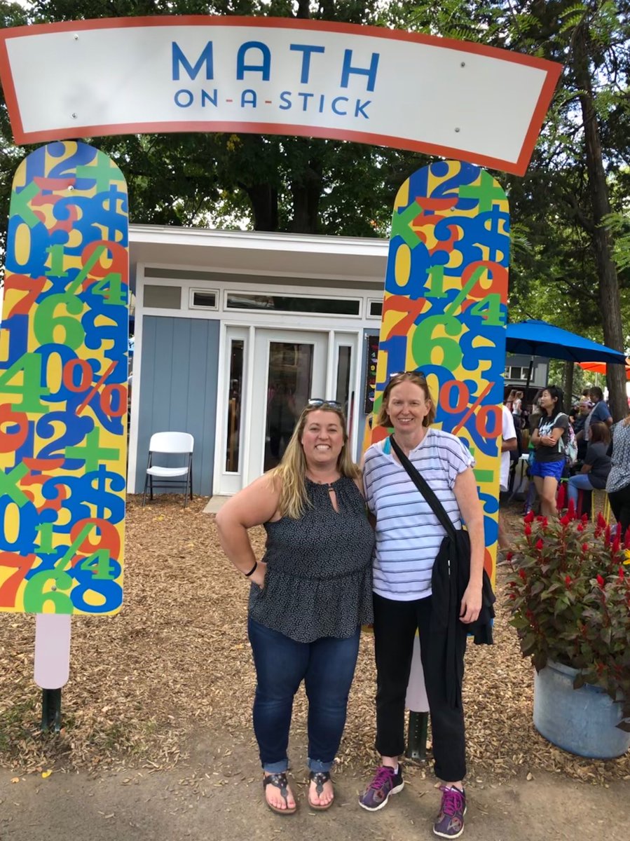 maggieleemchugh's tweet photo. We finally made it! Math at the MN State Fair! #mathonastick @Trianglemancsd @jennkosiak @WIMathCouncil https://t.co/0ewGpKsYcV