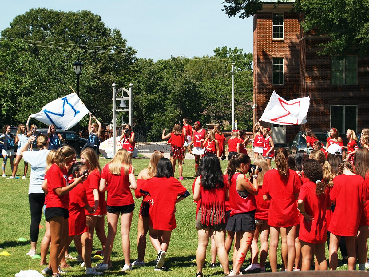 SaintMarysNC's tweet photo. Sigma-MU Field Day 2019! All students have been chosen for one of the two teams and the 1st round of competition is in the books. The MUs won the day today, but a year of competition for the championship shield lies ahead! #dobigthings #sigmamu https://t.co/4y9Nx8zkyo