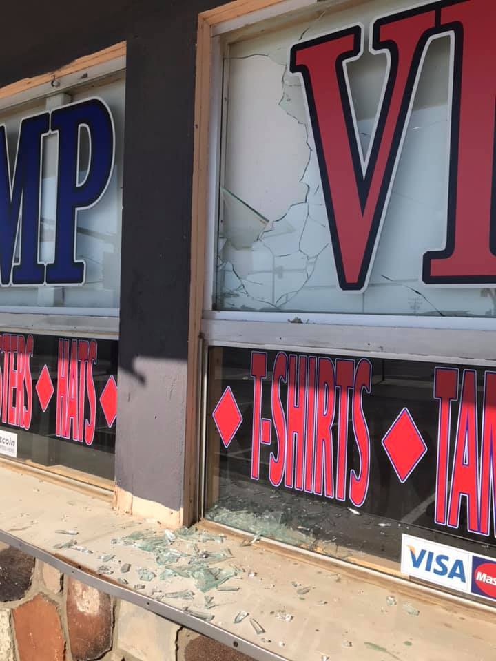 GetTrumpStuff's tweet photo. Our 29 store was vandalized unfortunately, just shows what happens when the left has a fit about who's gonna win the election. https://t.co/QECPXK8vmV