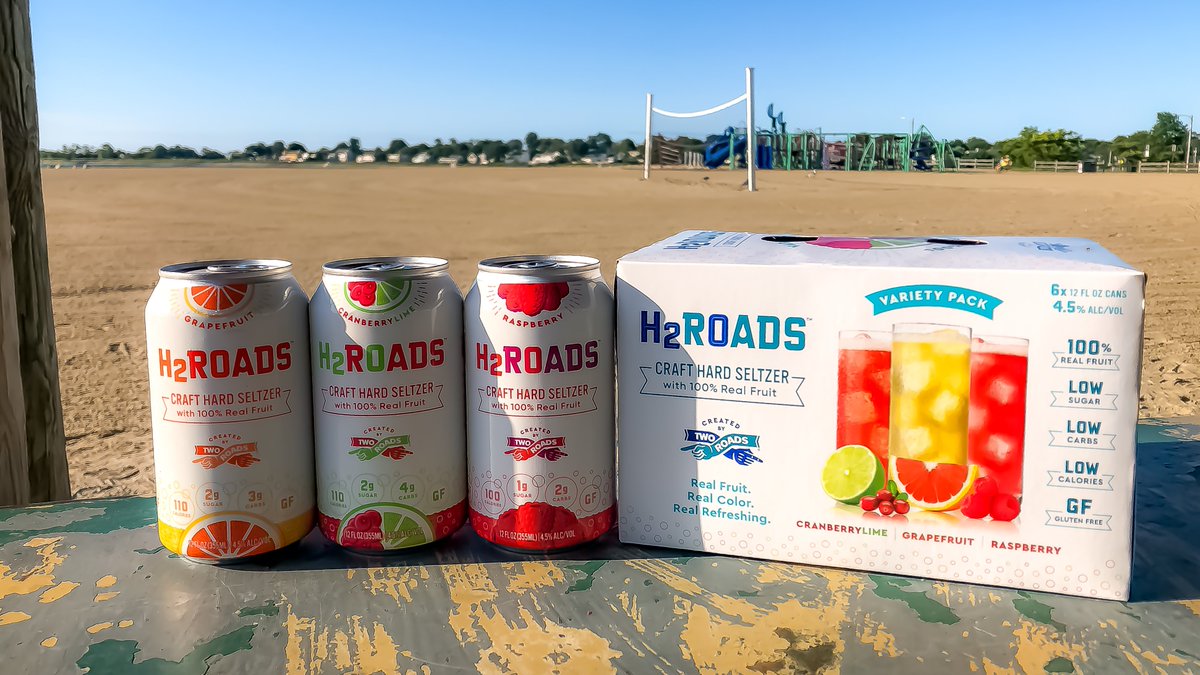Heading into this #LaborDayWeekend right w/ #H2ROADS Craft Hard Seltzer. This perfect beach companion comes in Grapefruit and Raspberry six packs as well as a six pack variety pack with the exclusive, and delicious, Cran Lime!  #RealFruitHasColor
