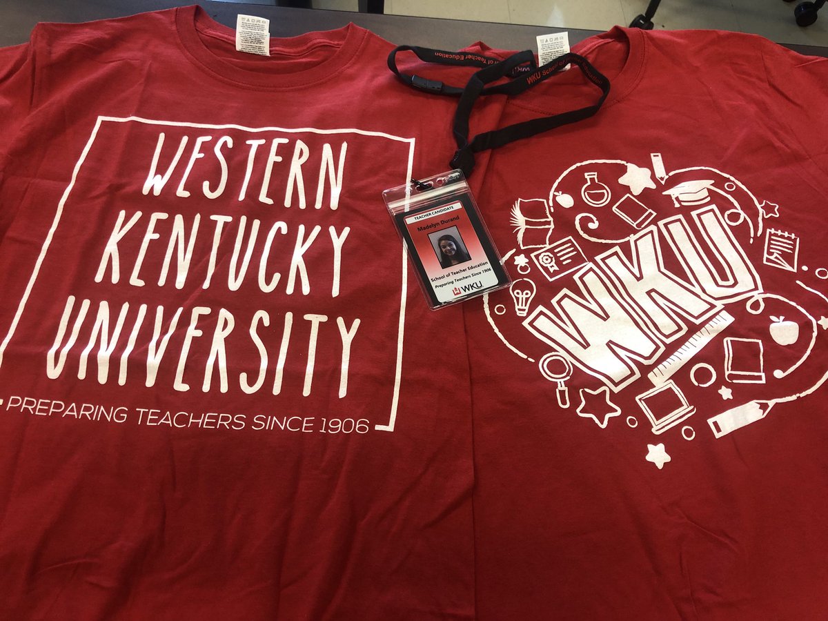 Thank you WKU for free T-shirt’s and a new badge! Can’t wait to show them off! <a href="/WKUSTE/">WKU STE</a> <a href="/WKUmartin/">Stephanie Martin</a> #WKU #StudentTeaching