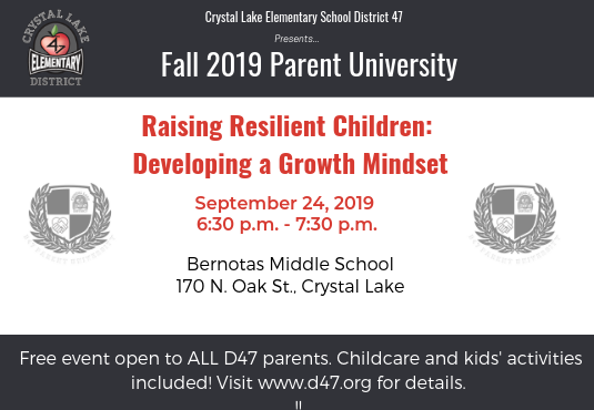 PARENTS: Please check your email or visit our website for information about D47's Fall 2019 Parent University event! #empoweringallstudents #D47pride