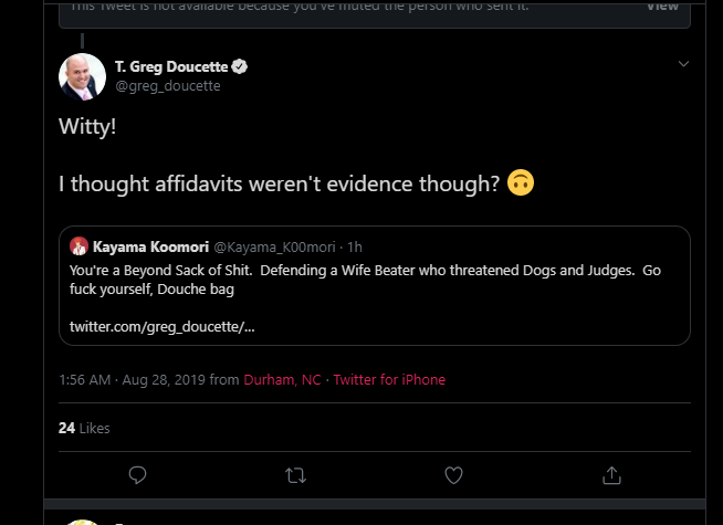 Ryumoau_Juno's tweet photo. If you see any tweets by @greg_doucette on the #Funimation, promptly ignore them.
Hes a bankrupt loser who walked out on a kid, lost a political race in NC, LIED about an interaction between Vic and a fan at an auction, and defended Ron Toye who physically abused his wife. π€·πΏββοΈ https://t.co/xQnh7JCczy