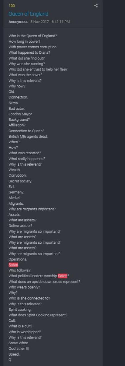 1. Qanon warned us early on that this fight against the Deep State would be a war against Satanic worshiping pedophiles who have ravaged, pillaged, raped and sacrificed children for generations to Satan and Moloch. Q's 3rd post warned us that many in our govt worship Satan.