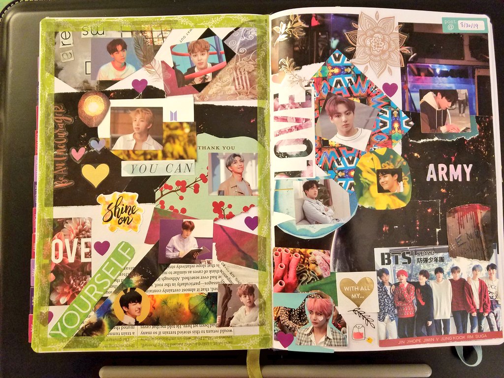 I made collage! Majority of the stickers are from the Memories of 2018 package. What do you guys think?  @BTS_twt