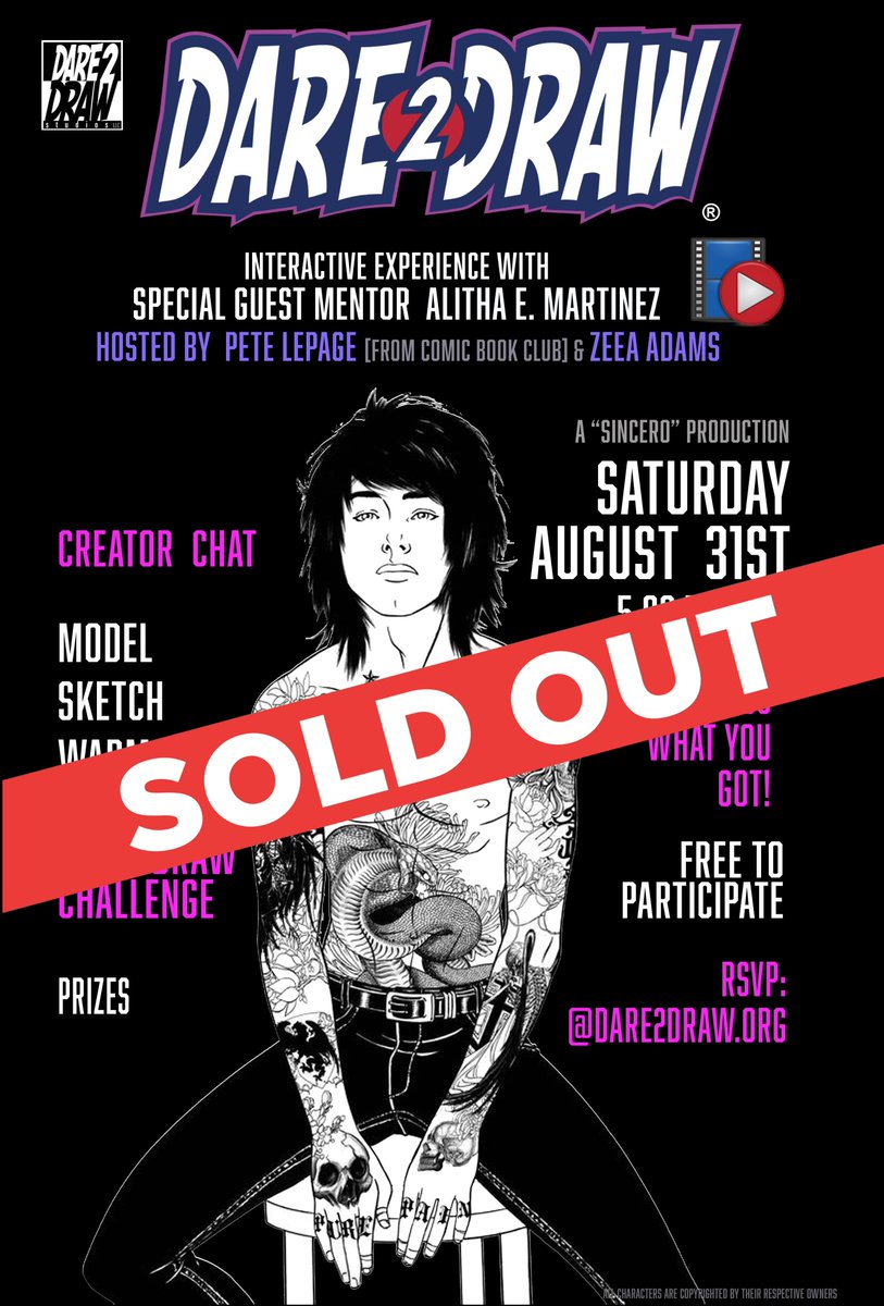 Dare2Draw's tweet photo. Saturday August 8/31 - Start the #LaborDayWeekend right!
We're spotlight creator Alitha E. Martinez "the Ghost"👻@Ariotstorm #Dare2Draw #comix #NYC via the "Gotham producers" @MNN59 #LaborDayWeekend2019 https://t.co/HLM59ol97F