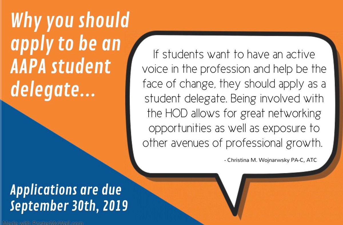 chrissyPA_C_ATC's tweet photo. Being a student delegate was a very rewarding experience for both my personal and professional growth, I highly recommend it!
Feel free to reach out to me with any questions! #AAPA #HOD #studentinvolvement #studentdevelopment #studentdelegate #professionalgrowth #bethechange https://t.co/h3Yn4tZwXe