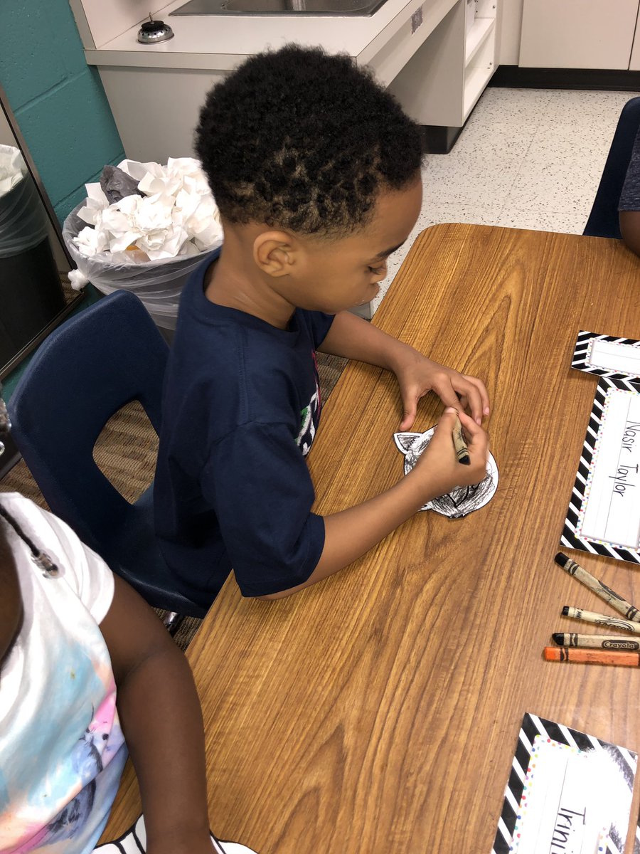 Today we read “The Kissing Hand” and created raccoon puppets! <a href="/LeaphartElem/">Leaphart Elementary</a> #thisisleapart #pridein5