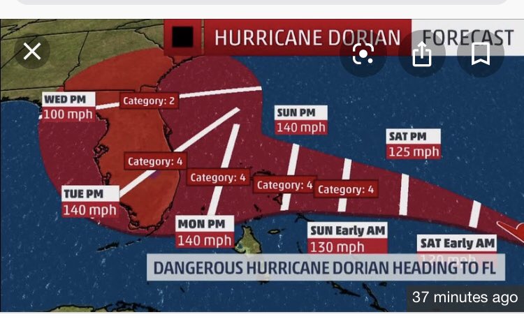 Watchman61088's tweet photo. Prayer Chain for those in the path of #HurricaneDorian... Lord turn a mighty wind and lead this thing away... we pray many come to your Son Jesus Christ through this. May your Will be done! #JesusisLord #JesusSaves https://t.co/RghV62kxCq