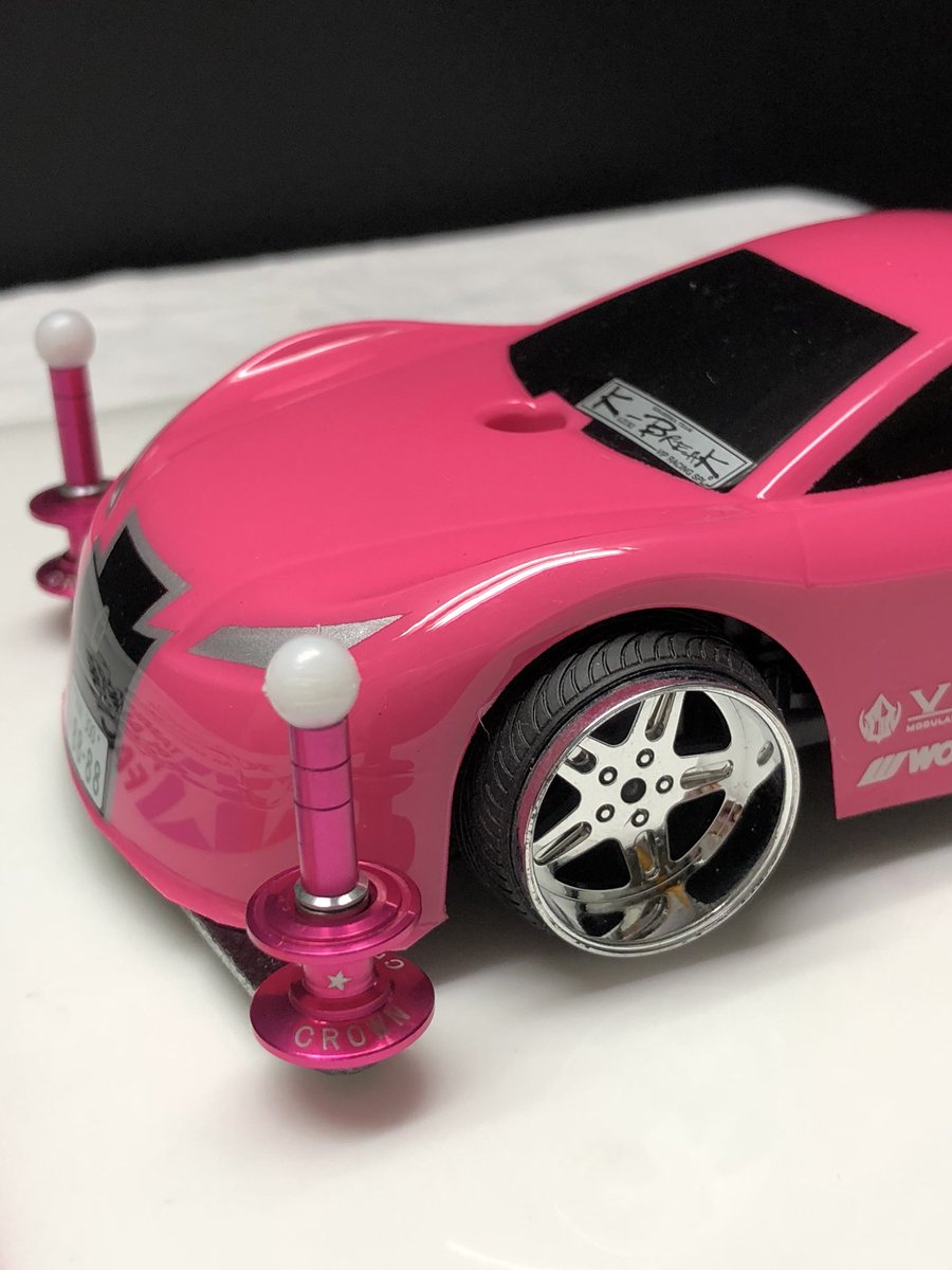 爆音小僧 على تويتر ピンク クラウンちゃん 前後深リムに履き替えて追加デカールとマスダンレーザーパーツを付けて プチリメイク完了 ミニ四駆 Mini4wd コンデレ Trfワークスjr