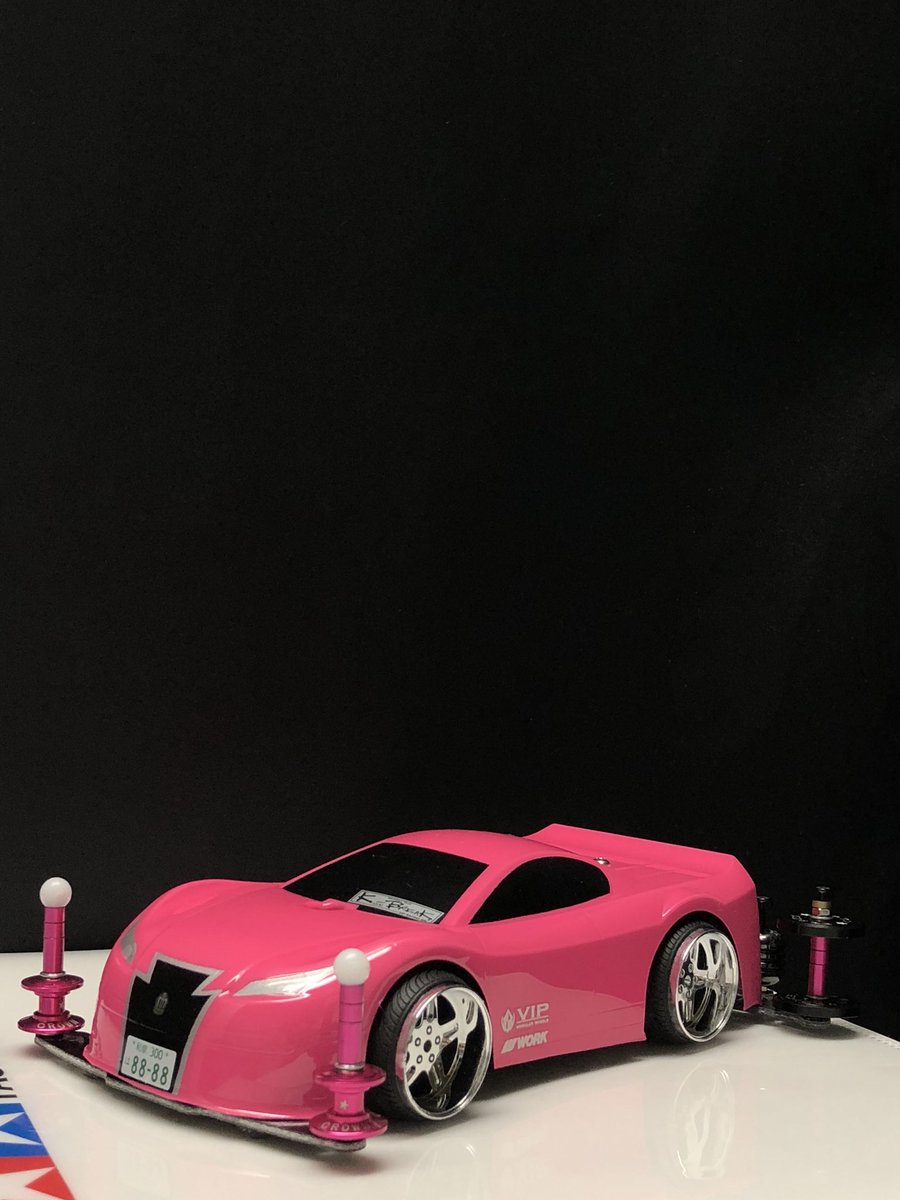 爆音小僧 على تويتر ピンク クラウンちゃん 前後深リムに履き替えて追加デカールとマスダンレーザーパーツを付けて プチリメイク完了 ミニ四駆 Mini4wd コンデレ Trfワークスjr