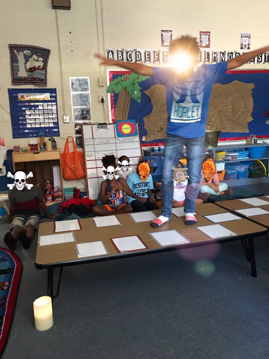 itsDrMartin's tweet photo. Today was our “Walk the Plank Day”!! The scholars officially became @piratescholars , as they literally walked the plank onto our #2ndGradePirateShip! #TLAP https://t.co/FzdPhugrsq
