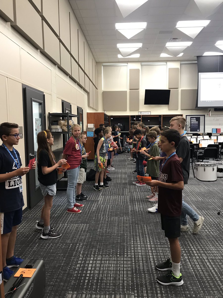 Names are important! Today beginning brass classes played “speed friending” while also working on note name flash cards. #characterstrong