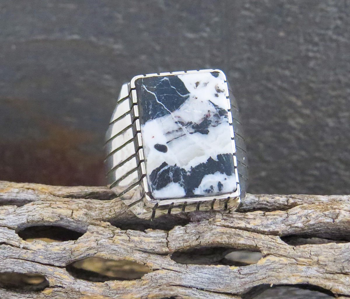 Masculine in Black and White #etsy shop: Men's Native American White Buffalo Turquoise Sterling Silver Ring etsy.me/2PqD5AM #jewelry #ring #white #silver #black #turquoise #southwestern #mensblackring #westernring #mensring #whitebuffalo #mensjewelry #gift