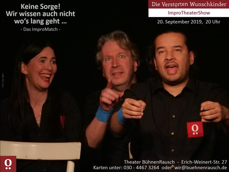 WuKi_ImproShow's tweet photo. Am Freitag (20.09., 20h, @buehnenrausch) präsentieren wir zum 157. Mal unsere #ImproTheaterShow - das #ImproMatch. Es wird wie immer turbulent, temporeich und total geil. #impro #improv #WuKi #WirliebenImpro #BühnenRausch https://t.co/seS3794yIO