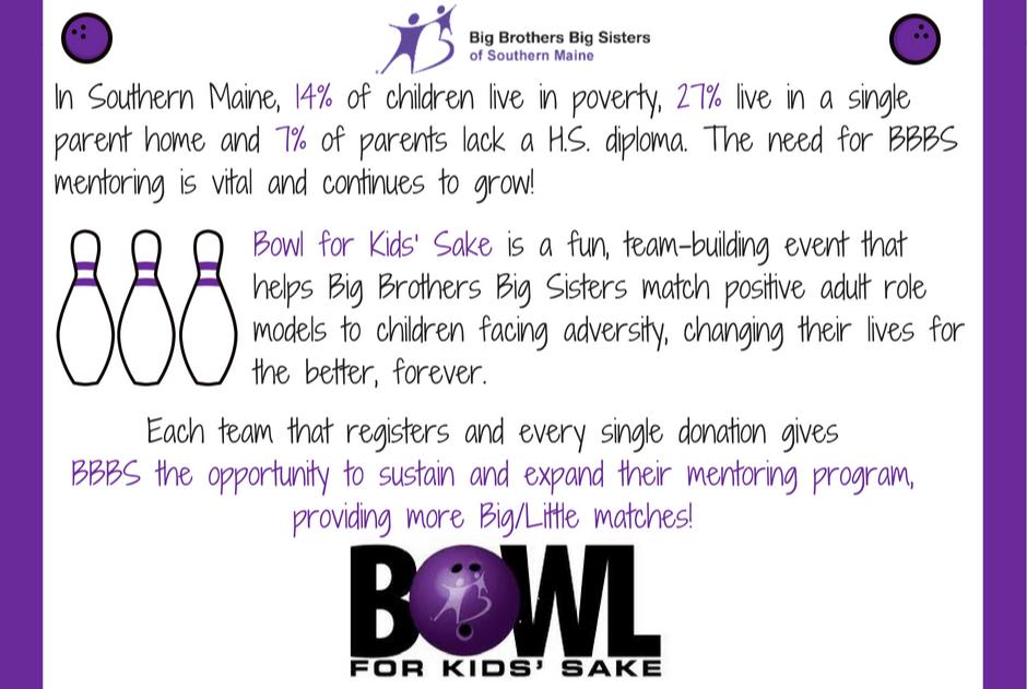 Help support a great program! 🎳
Click here to donate : hubs.ly/H0kxt5D0
#BigBrothersBigSisters #SouthernMaine #BBBS #BowlForKidsSake #BFKS #BBBSSM #Mentoring