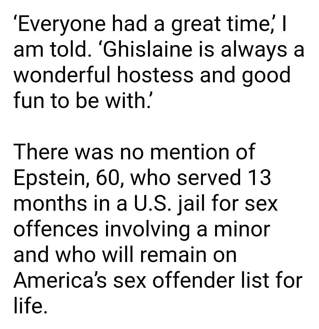 Randy Andy distanced himself from Epstein after his conviction but remained a close friend of Ghislaine Maxwell, appearing as guest of honour at her birthday party at China Tang, David Tang’s stylish restaurant at the Dorchester Hotel. https://www.dailymail.co.uk/news/article-2267356/Prince-Andrew-guest-honour-Jeffrey-Epsteins-girlfriend-Ghislaine-Maxwell.html