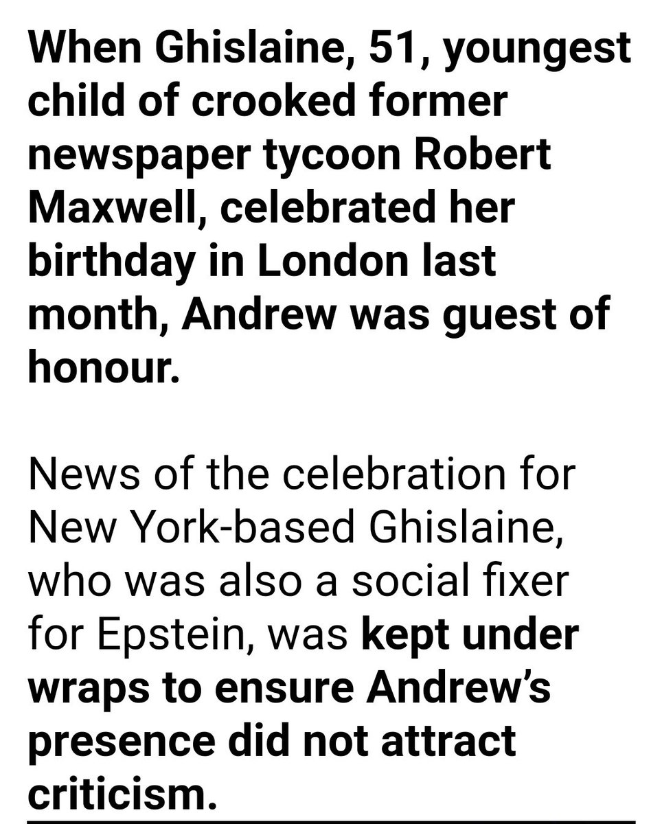 Randy Andy distanced himself from Epstein after his conviction but remained a close friend of Ghislaine Maxwell, appearing as guest of honour at her birthday party at China Tang, David Tang’s stylish restaurant at the Dorchester Hotel. https://www.dailymail.co.uk/news/article-2267356/Prince-Andrew-guest-honour-Jeffrey-Epsteins-girlfriend-Ghislaine-Maxwell.html