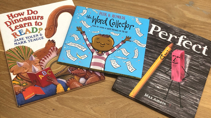 Scholastic's tweet photo. We asked the authors and illustrators of some of our favorite picture books for back-to-school about their own experience with this time of year 📚🍎https://t.co/mgxsQJTpeM https://t.co/jJ3Vey1CUl