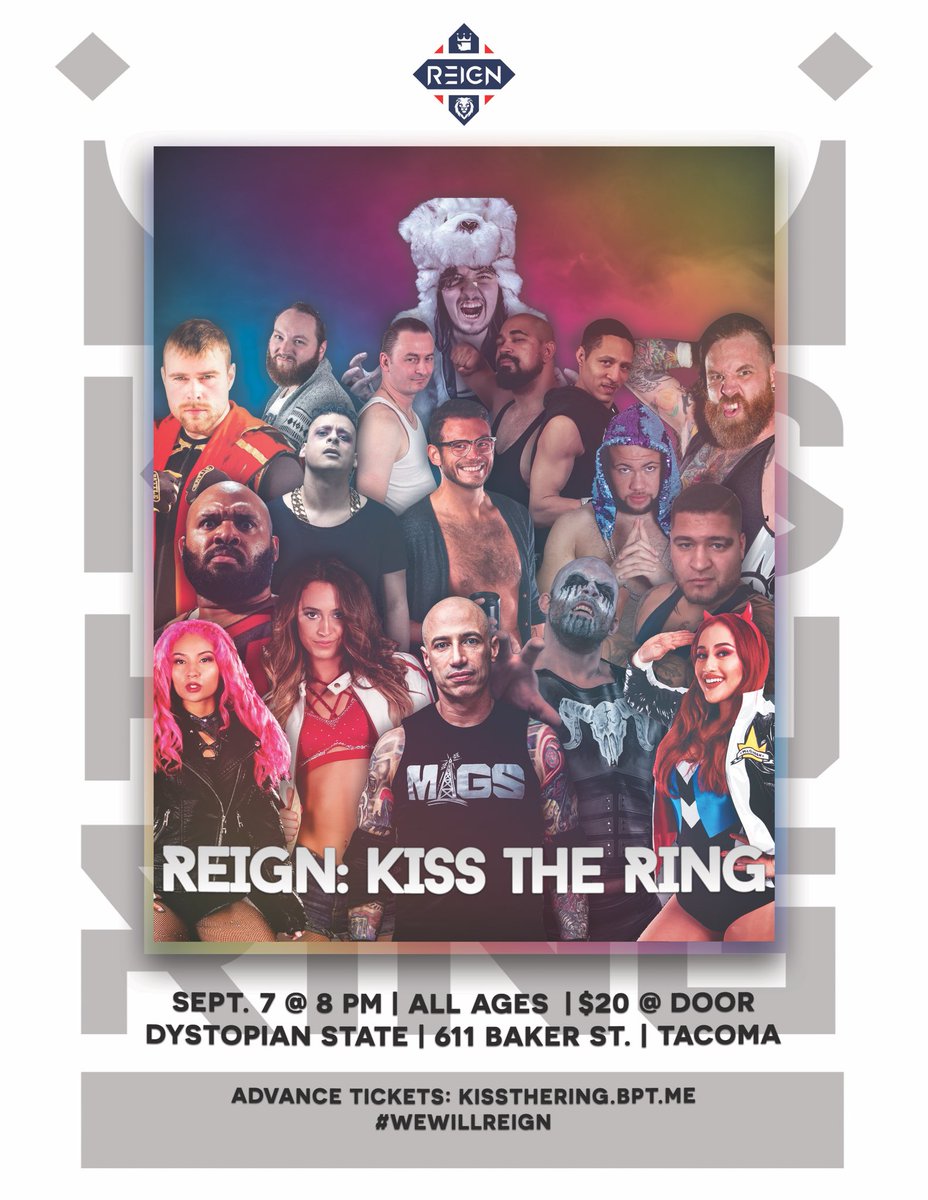 ReignPW's tweet photo. 8 days away. 

One last way to score some free GA SRO tickets.

This poster is hanging throughout @dystopian_state. Between now and September 6th, go down to the brewery and take a selfie pointing to the poster and tweet us. 

That’s it. No limit on winners. https://t.co/JncZfSLgBk