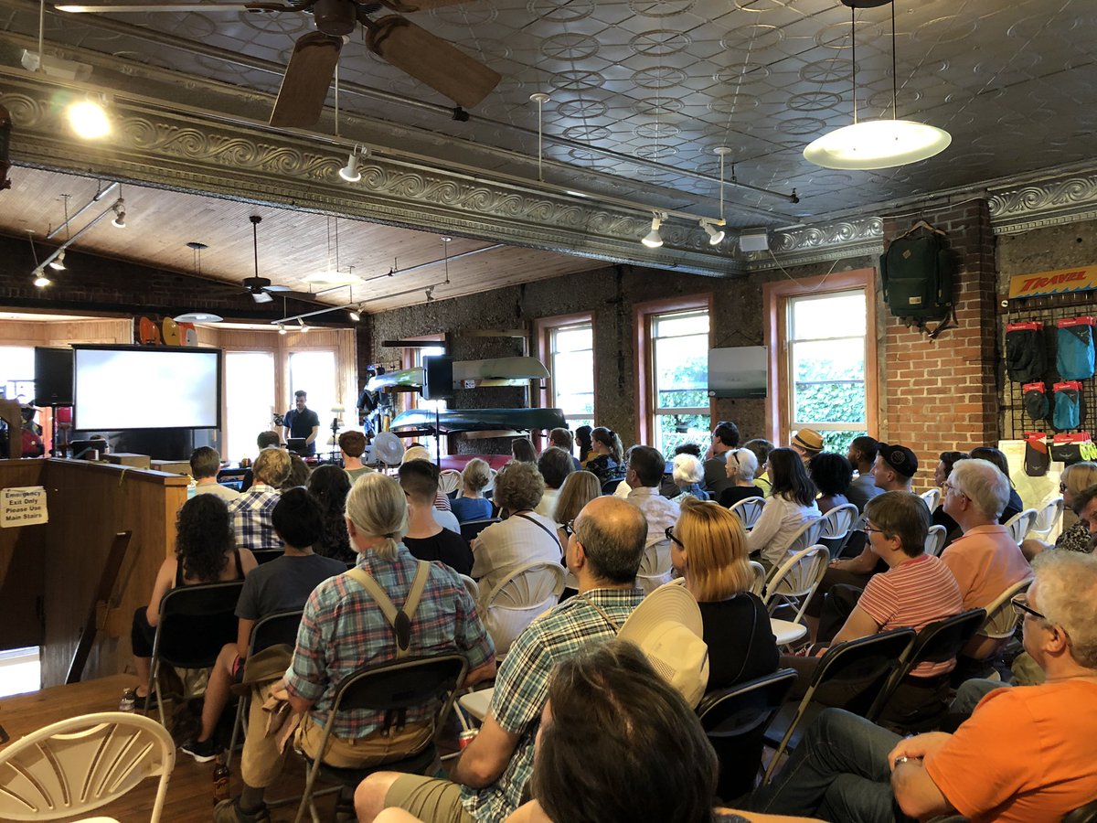 KUCollege's tweet photo. Great turnout at tonight’s #HumanitiesInTheWild! 🎻🥁 Happening now at @SunflowerBike! 🚲 @KUHallCenter @MusicKU https://t.co/kwmOuYIjTh