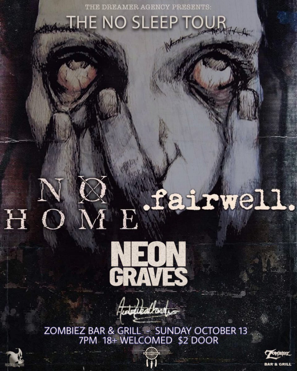 P_G_T_Ent's tweet photo. ! NEW SHOW ANNOUNCEMENT !

OCT SUNDAY 13TH

@NoHomeWa all the way from Seattle, Wa
@fairwelloc from Orange County, CA
Support:
#NeonGraves
#AustinWeathersbee

18+ 
$2 At The Door 
7PM 
#ZombiezBarAndGrill https://t.co/wEyWNzUdoC