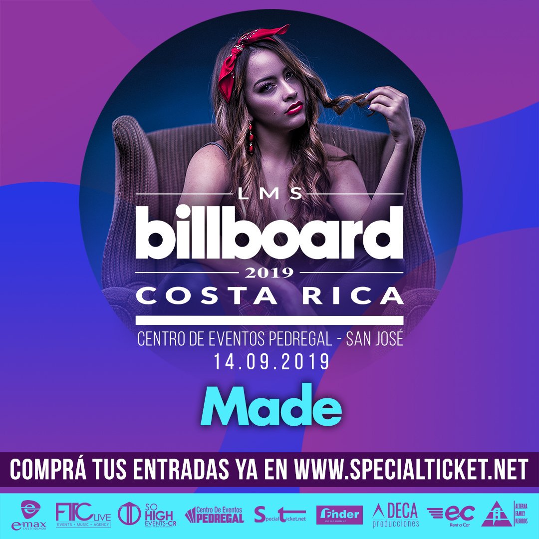 🥁 Costa Rica.... @MadeOficialcr en Billboard LMS!! 🔥 🎶

Entradas a la venta en specialticket.net 
<a href="/BillboardLMS/">Billboard LMS</a>  🎼 <a href="/billboard/">billboard</a> <a href="/billboardlatin/">billboard latin</a> 

SOHIGH EVENTS COSTA RICA
FEEL THE CLUB INTERNATIONAL
DECA PRODUCCIONES

Emax Entertainment 🎵 @DuperlySalcedo