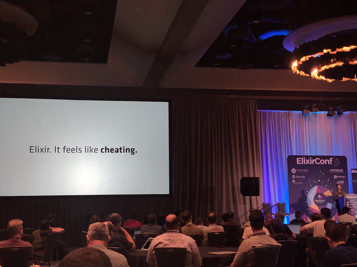 ChaseGilliam's tweet image. This feels like a good note to end on. “Elixir. It feels like cheating.” -@chris_mccord  #ElixirConf2019