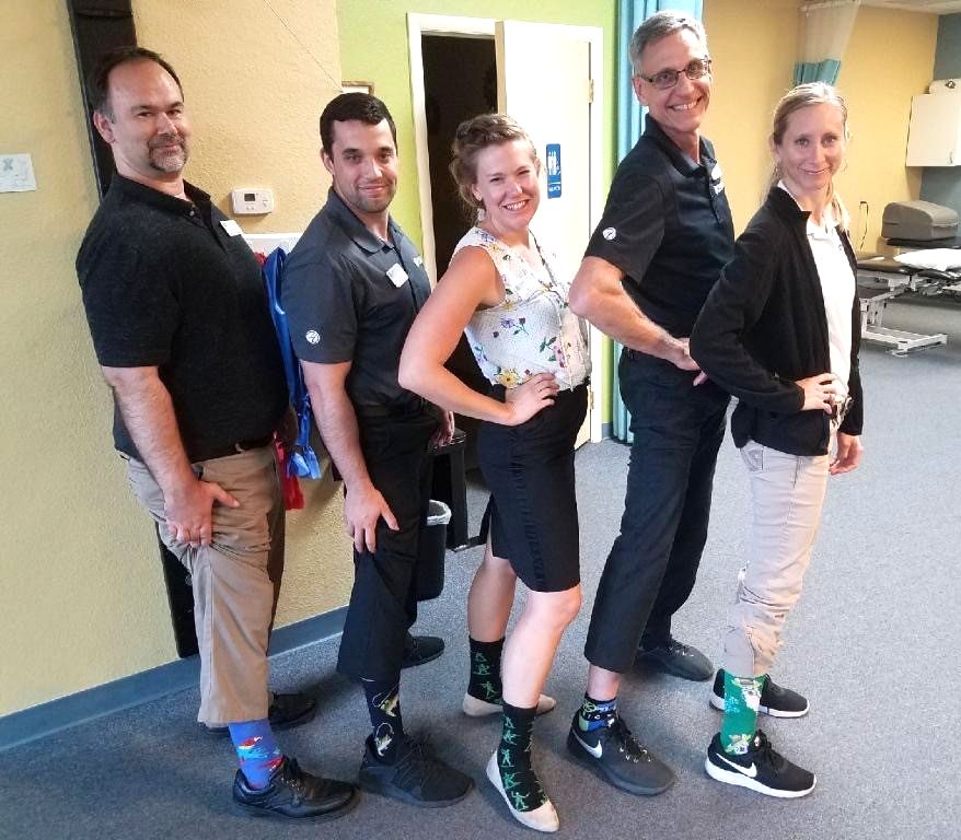 ProActiveAZ's tweet photo. Wacky Socks at our West clinic help liven up these summer months. Don't forget to wear your favorite pair of wacky socks next time you come in to the clinic! #GetYourMoveBack #WeAreProActive #wacky #socks #pt #getpt1st https://t.co/0eDETI4y1g