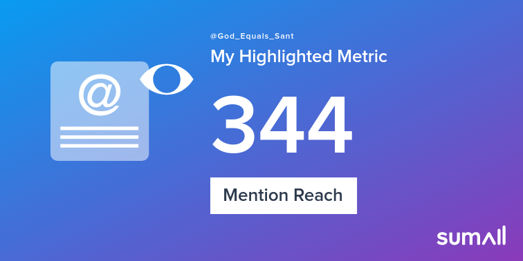 God_Equals_Sant's tweet photo. My week on Twitter 🎉: 1 Mention, 344 Mention Reach. See yours with https://t.co/D0dW4Ee2Lp https://t.co/lR4AQNrnmD