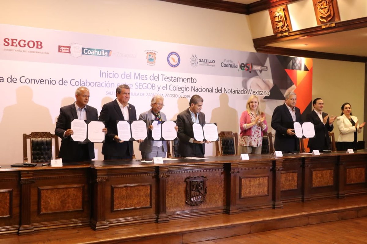 chema_fraustro's tweet photo. Con la presencia de la Secretaria de Gobernación @M_OlgaSCordero y del Gobernador @mrikelme, se dió inicio al Mes del Testamento, además se signaron convenios de colaboración entre @SEGOB_mx y el Colegio Nacional del Notariado Mexicano. @Notarios22 @ajprado60 https://t.co/8V5VmZE2RQ